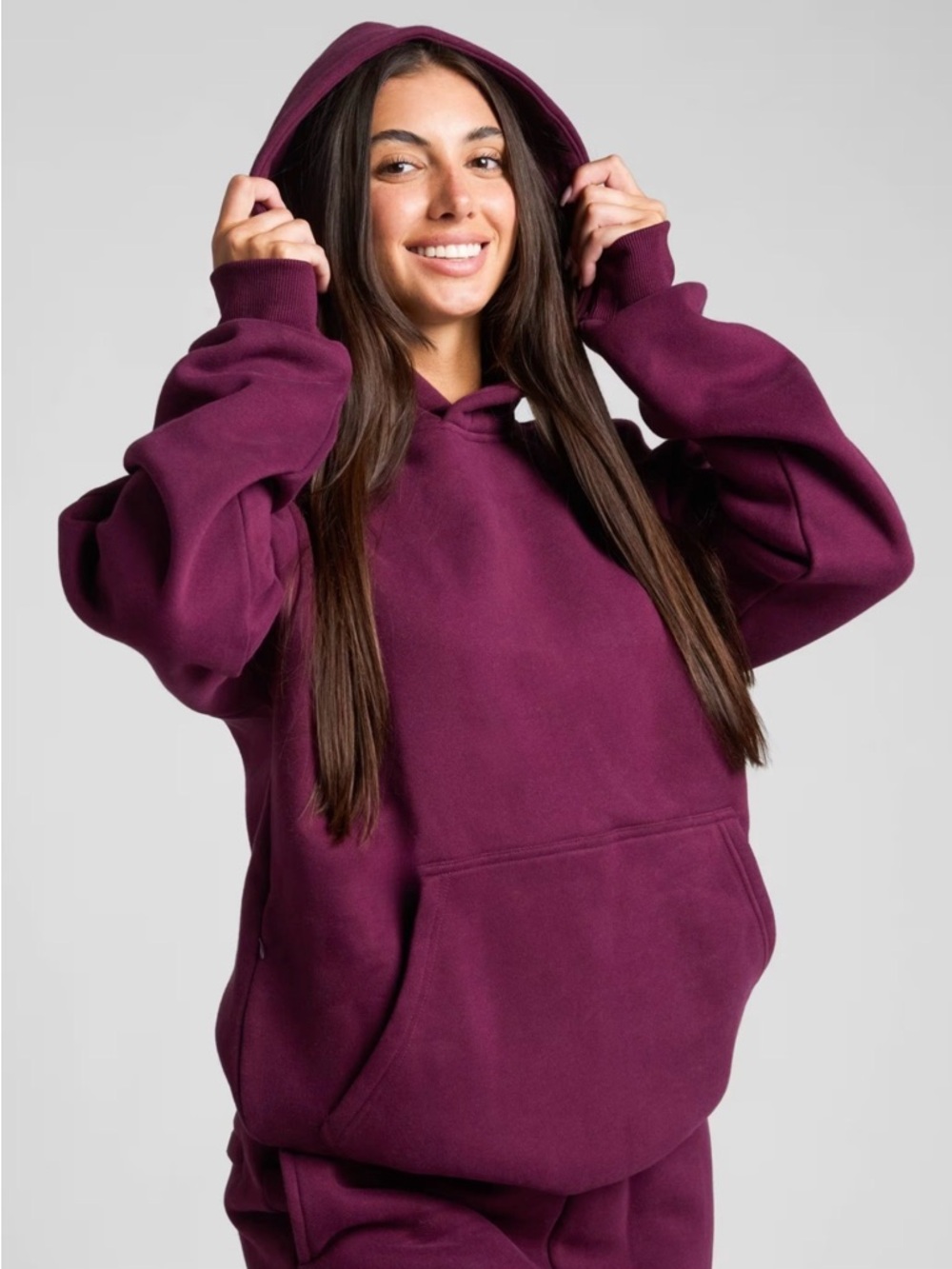 Comfrt Travel Essentials Hoodie Plum Size XS Cozy Minimalist Athleisure